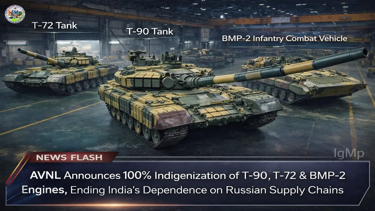 AVNL Announces 100% Indigenization of T-90, T-72 & BMP-2 Engines, Ending India’s Dependence on Russian Supply Chains