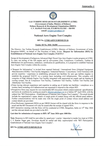 India’s Big Aero-Engine Push Gets Serious As GTRE Releases Request For Information (RFI) To Set Up National Aero Engine Test Complex (NAETC)