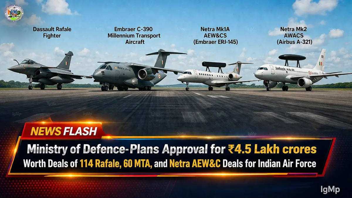 Ministry of Defence Plans Approval for ₹4.5 Lakh crores Worth Deals of 114 Rafale, 60 MTA, and Netra AEW&C Deals for Indian Air Force