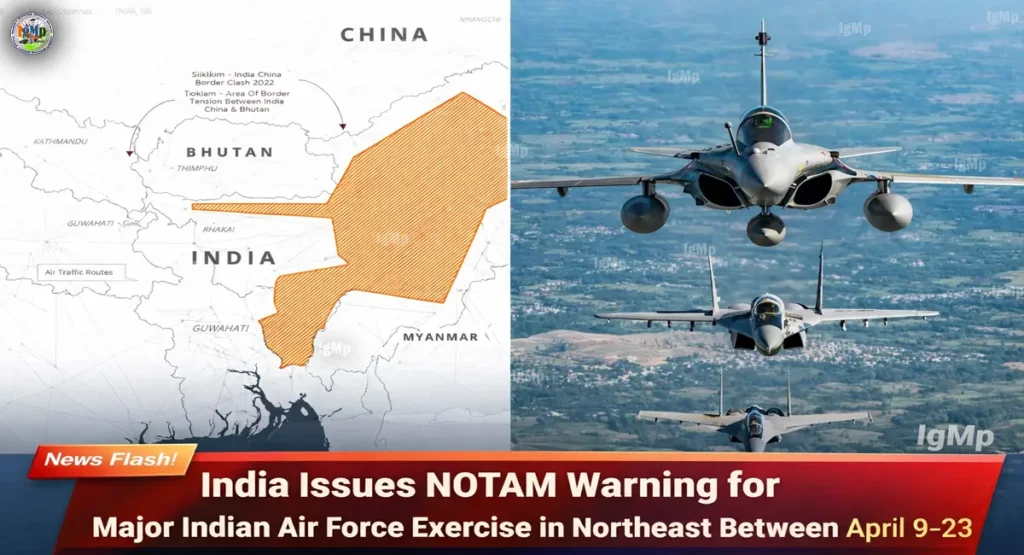 India Issues NOTAM Warning for Major Indian Air Force Exercise in Northeast Between April 9–23