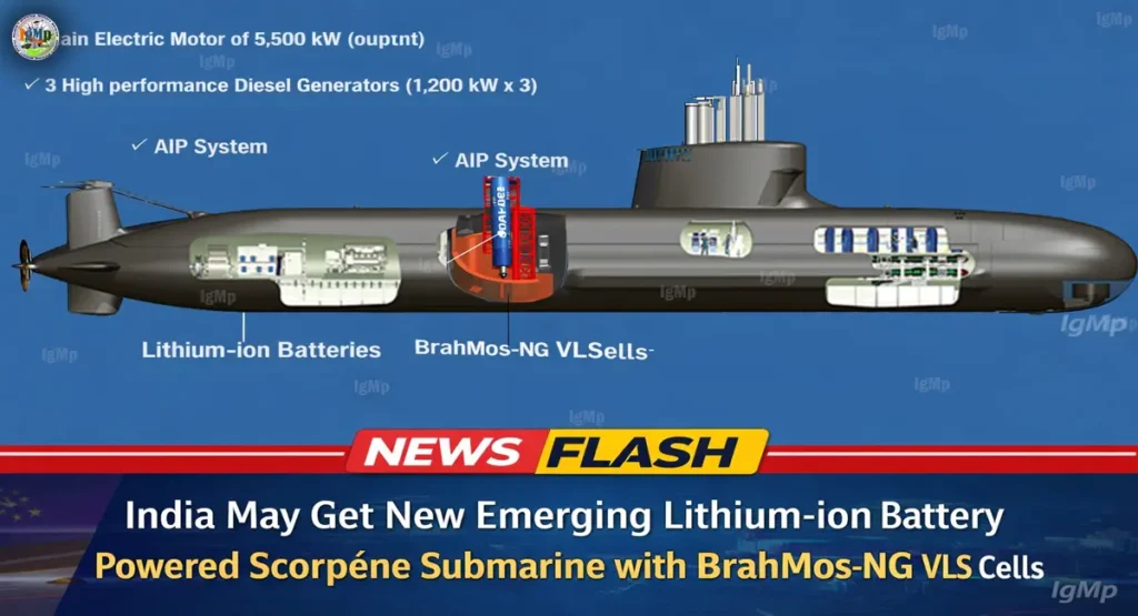 India May Get New Emerging Lithium-ion Battery Powered Scorpène Submarine with BrahMos-NG VLS Cells