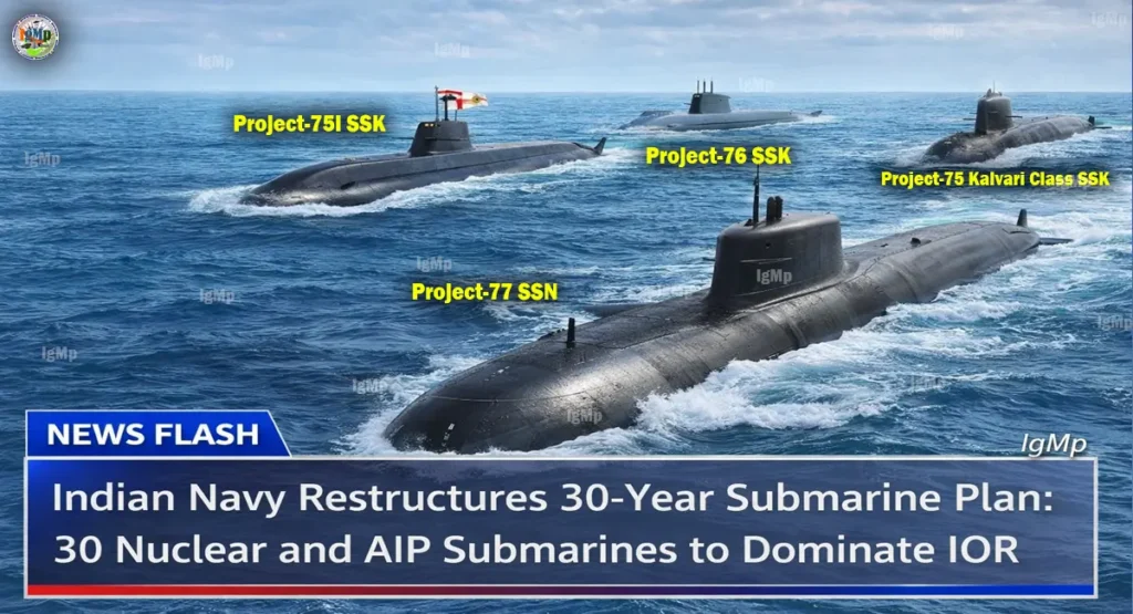 Indian Navy Restructures 30-Year Submarine Plan: 30 Nuclear and AIP Submarines to Dominate IOR