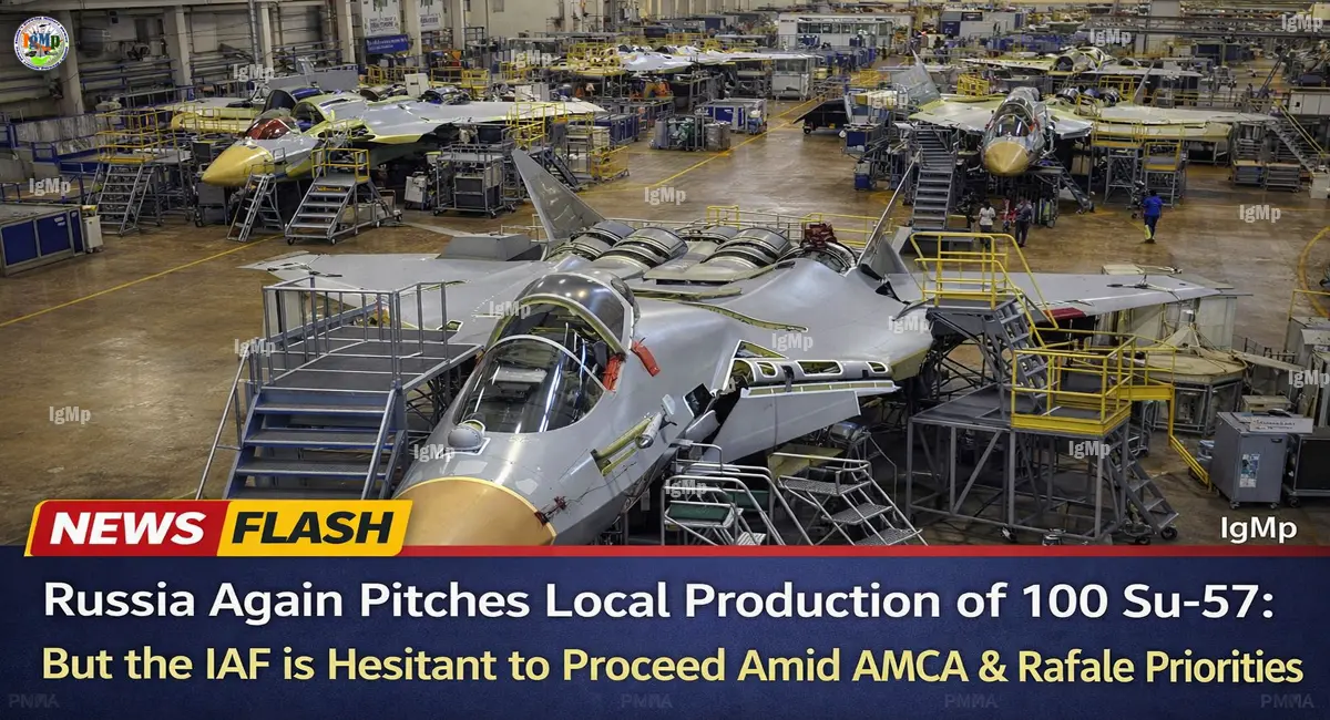 Russia Again Pitches Local Production of 100 Su-57: But the IAF is Hesitant to Proceed Amid AMCA & Rafale Priorities