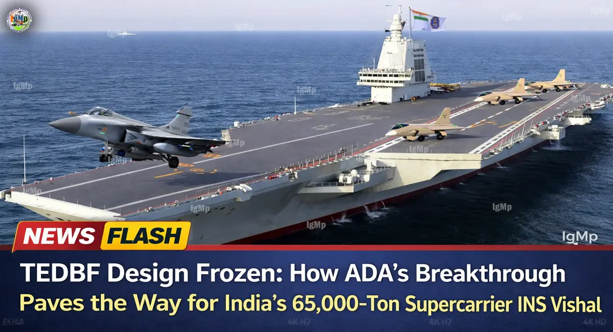 TEDBF Design Frozen: How ADA’s Breakthrough Paves the Way for India’s 65,000-Ton Supercarrier INS Vishal
